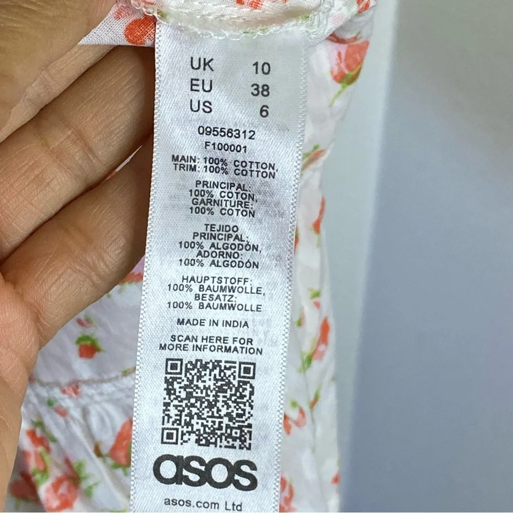R ASOS Floral Top Womens Size 6 Picnic Minimalist Cottagecore - Picture 4 of 10
